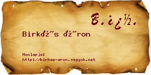 Birkás Áron névjegykártya