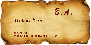 Birkás Áron névjegykártya