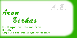 aron birkas business card